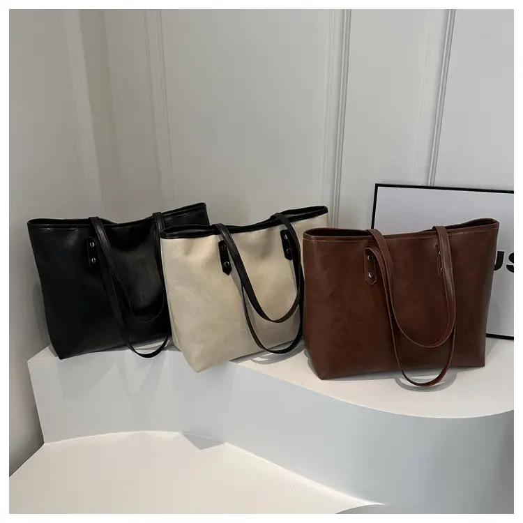 Women's Contrast Color Retro Big Shoulder Bag 2024