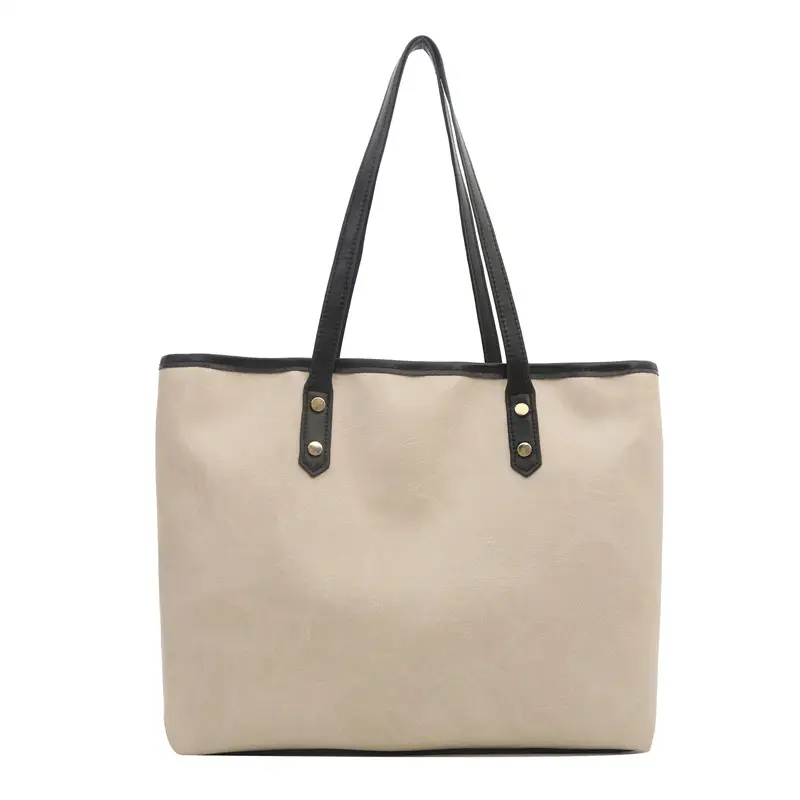 Women's Contrast Color Retro Big Shoulder Bag 2024