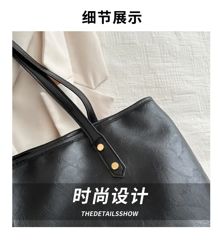 Women's Contrast Color Retro Big Shoulder Bag 2024 — feature 4