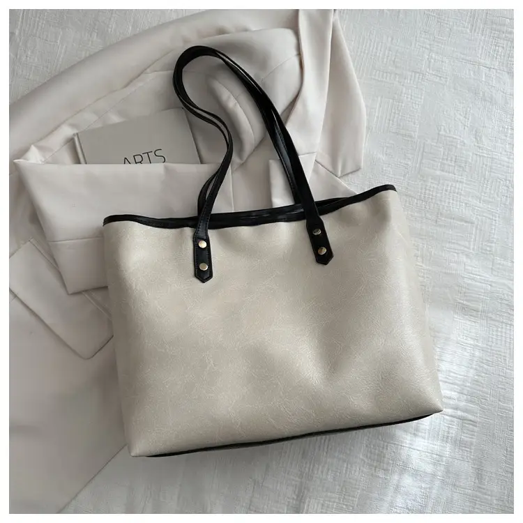 Women's Contrast Color Retro Big Shoulder Bag 2024