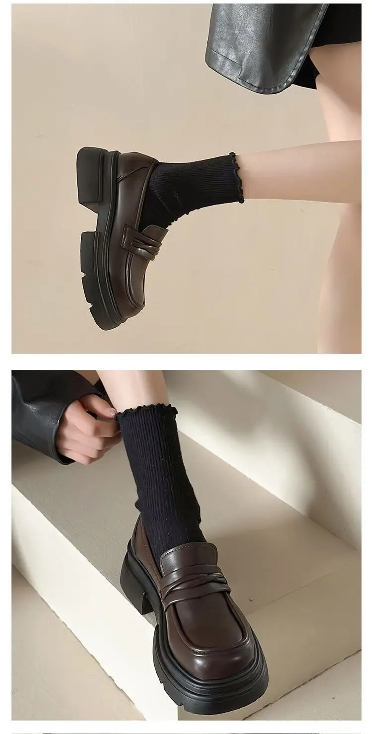 Black Chunky Heel Slip-On Loafers for Women — feature 10