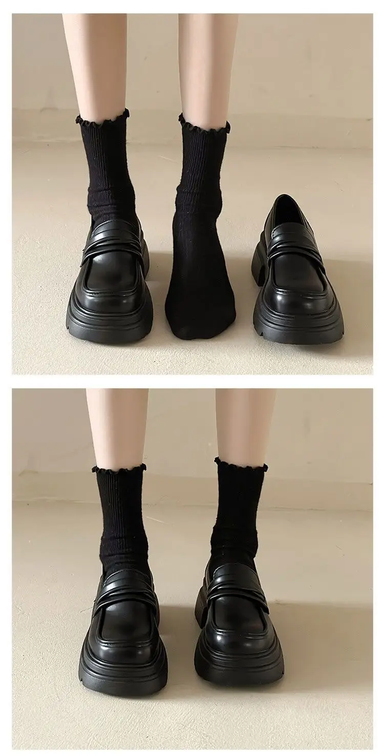 Black Chunky Heel Slip-On Loafers for Women — feature 4
