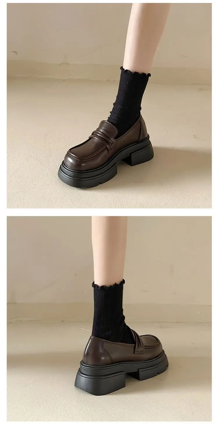 Black Chunky Heel Slip-On Loafers for Women — feature 8