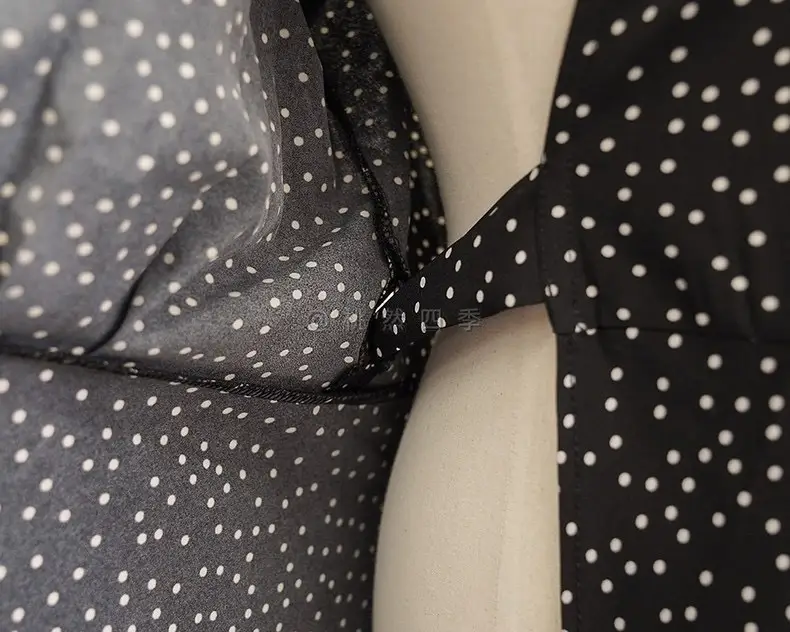 French Style Black Dot V-Neck Long Sleeve Dress Women — feature 10
