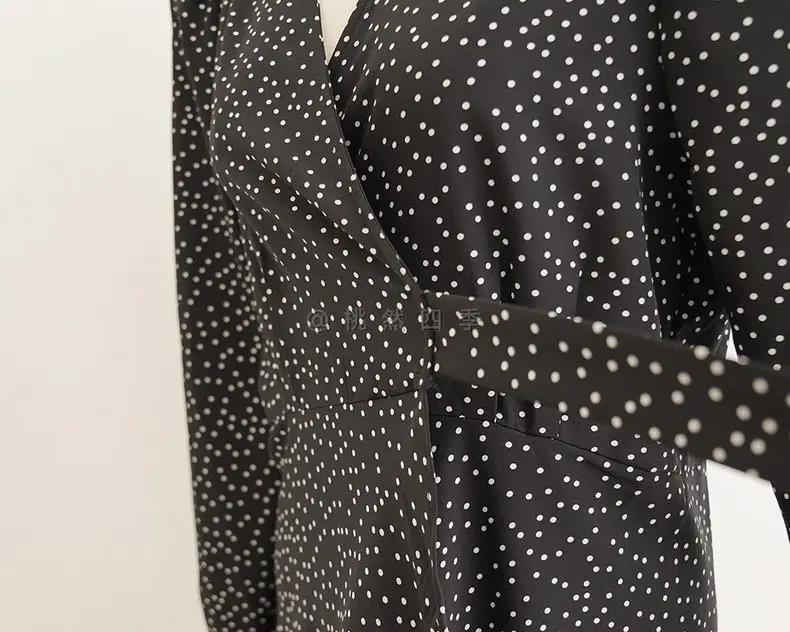 French Style Black Dot V-Neck Long Sleeve Dress Women — feature 11