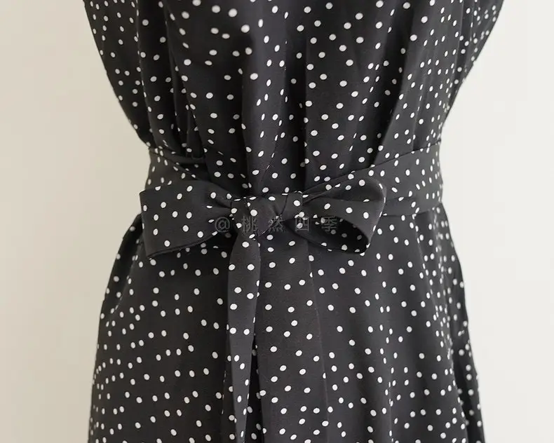French Style Black Dot V-Neck Long Sleeve Dress Women — feature 23