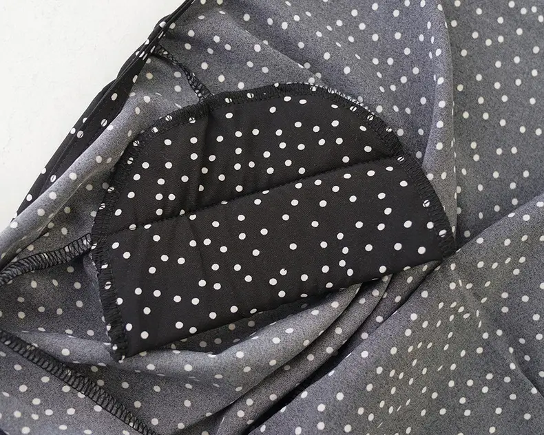 French Style Black Dot V-Neck Long Sleeve Dress Women — feature 9