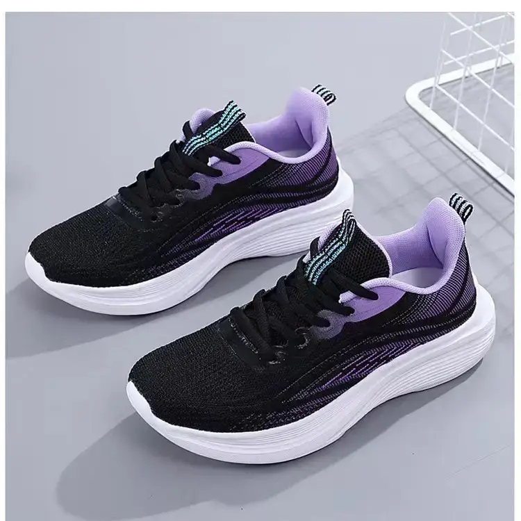 Women's Black Purple Mesh Running Shoes Lightweight Casual Sports — feature 37