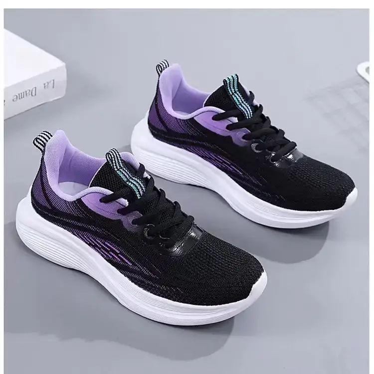 Women's Black Purple Mesh Running Shoes Lightweight Casual Sports — feature 38