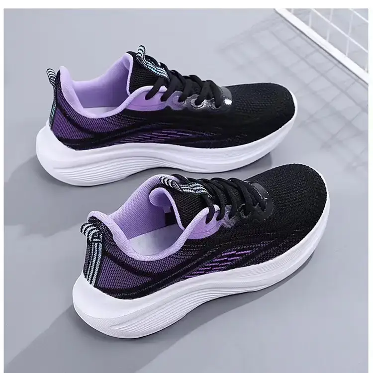 Women's Black Purple Mesh Running Shoes Lightweight Casual Sports — feature 39