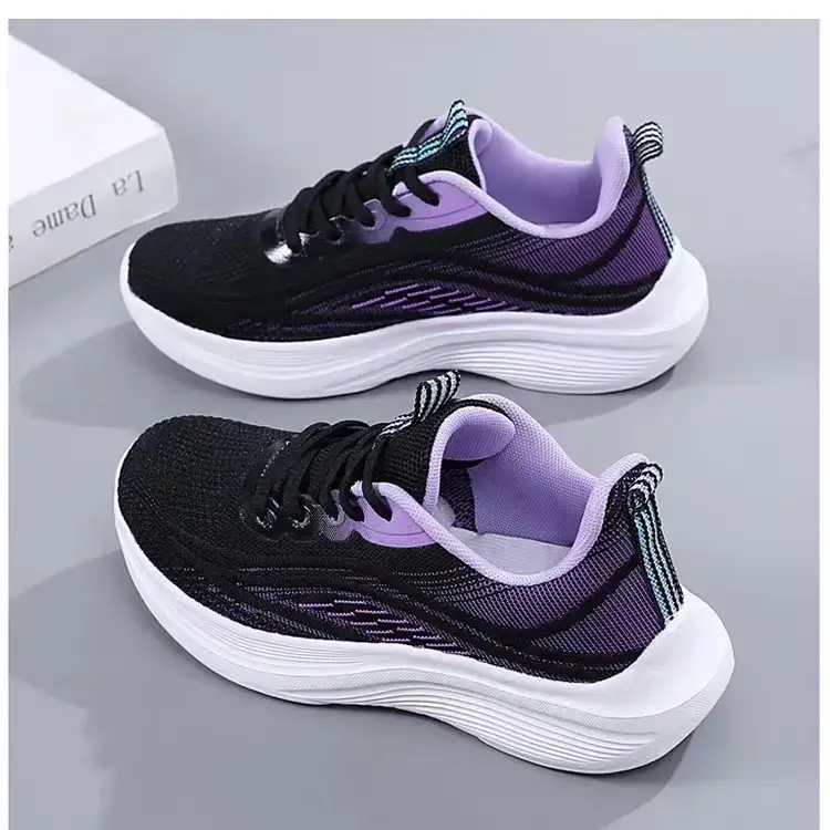 Women's Black Purple Mesh Running Shoes Lightweight Casual Sports — feature 40