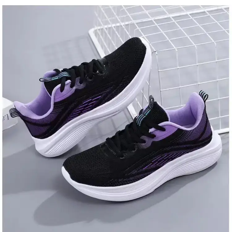 Women's Black Purple Mesh Running Shoes Lightweight Casual Sports — feature 42
