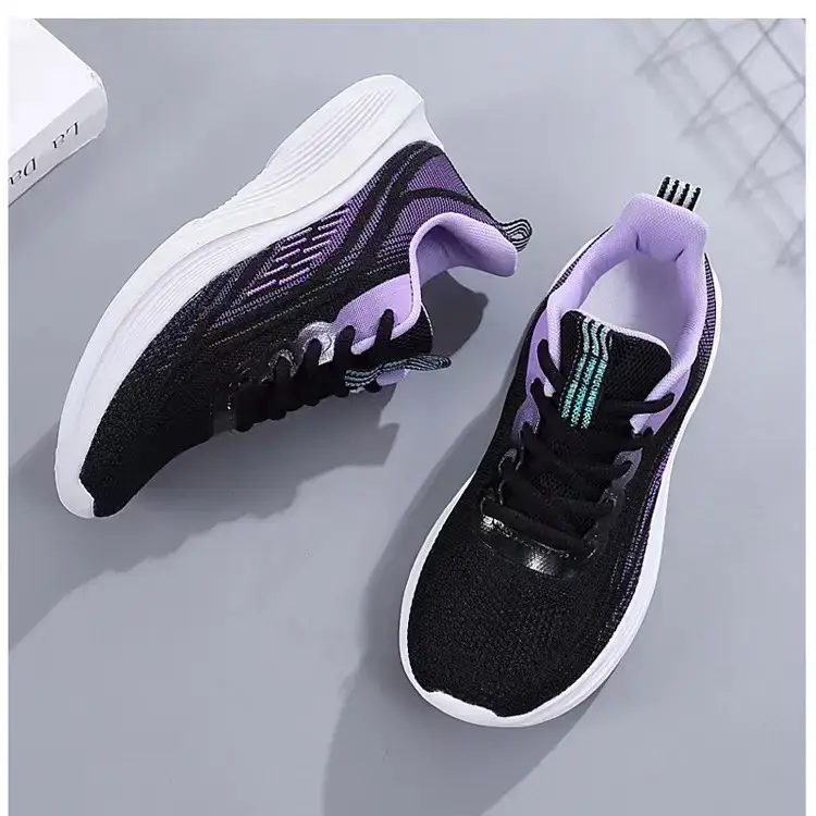 Women's Black Purple Mesh Running Shoes Lightweight Casual Sports — feature 44