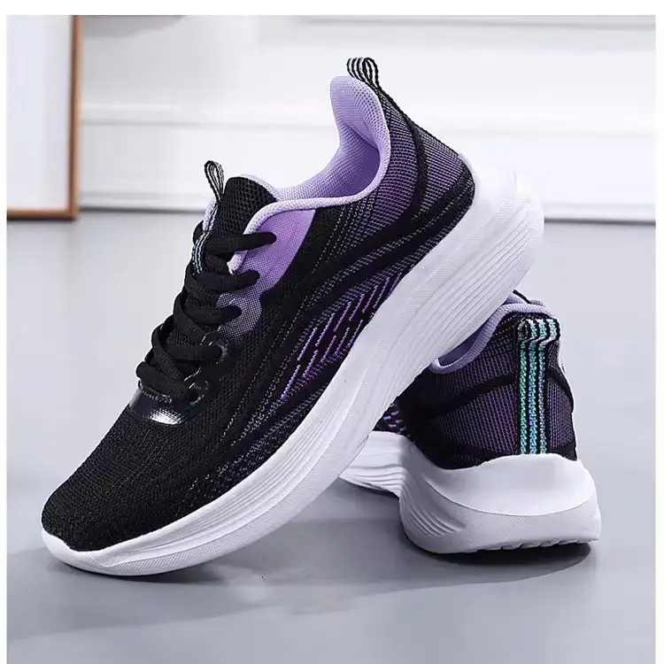 Women's Black Purple Mesh Running Shoes Lightweight Casual Sports — feature 46
