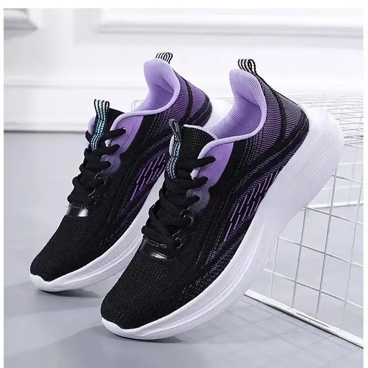 Women's Black Purple Mesh Running Shoes Lightweight Casual Sports — feature 47