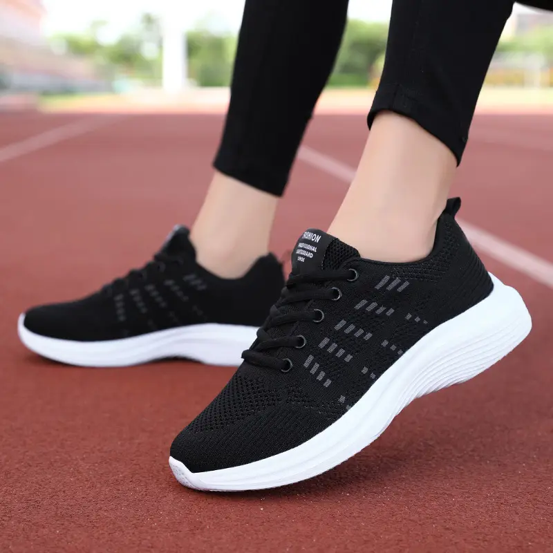 Women's Black Flying Woven Mesh Sneakers Lightweight Breathable - Image 6