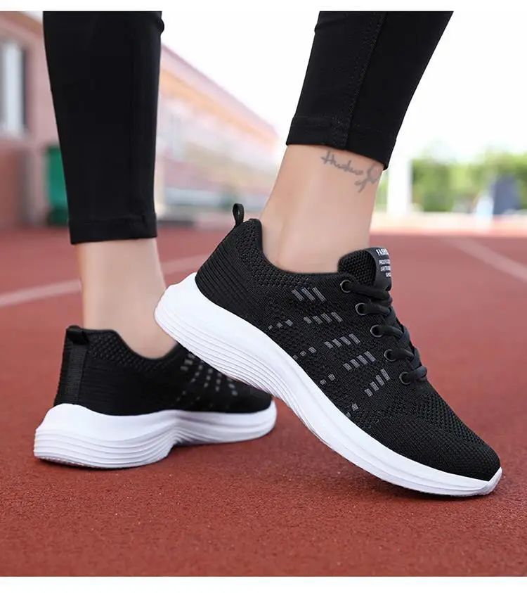 Women's Black Flying Woven Mesh Sneakers Lightweight Breathable — feature 19