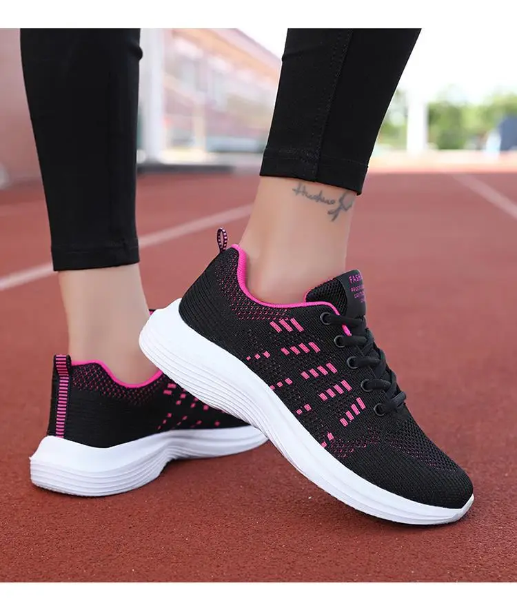 Women's Black Flying Woven Mesh Sneakers Lightweight Breathable — feature 29