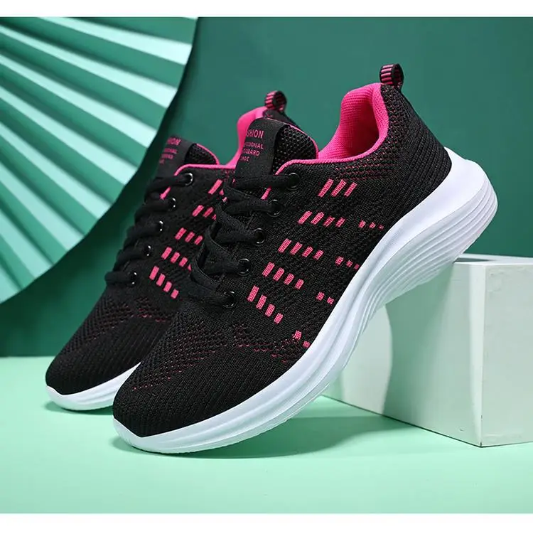 Women's Black Flying Woven Mesh Sneakers Lightweight Breathable — feature 37
