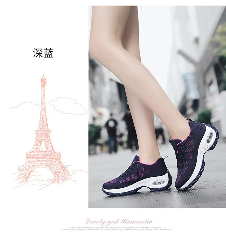 Foreign Trade Wholesale Women's Shoes Spring and Summer Fly-Knit Air-Cushioned Large Size Mom Shoes Outdoor Fashion Simple Lightweight Breathable Sports Shoes — feature 29