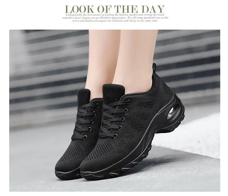 Foreign Trade Wholesale Women's Shoes Spring and Summer Fly-Knit Air-Cushioned Large Size Mom Shoes Outdoor Fashion Simple Lightweight Breathable Sports Shoes — feature 33