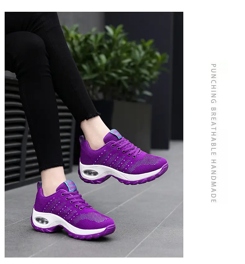 Foreign Trade Wholesale Women's Shoes Spring and Summer Fly-Knit Air-Cushioned Large Size Mom Shoes Outdoor Fashion Simple Lightweight Breathable Sports Shoes — feature 36