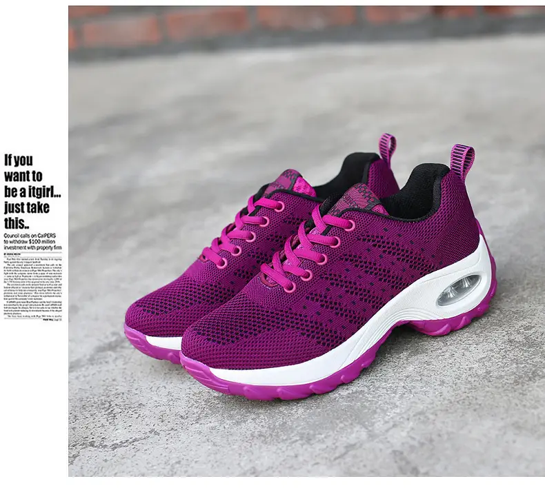 Foreign Trade Wholesale Women's Shoes Spring and Summer Fly-Knit Air-Cushioned Large Size Mom Shoes Outdoor Fashion Simple Lightweight Breathable Sports Shoes — feature 39