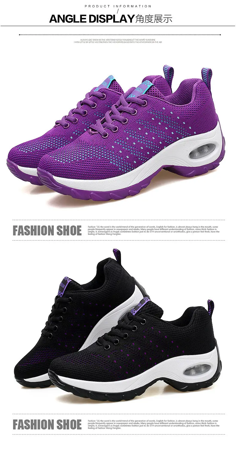 Foreign Trade Wholesale Women's Shoes Spring and Summer Fly-Knit Air-Cushioned Large Size Mom Shoes Outdoor Fashion Simple Lightweight Breathable Sports Shoes — feature 44
