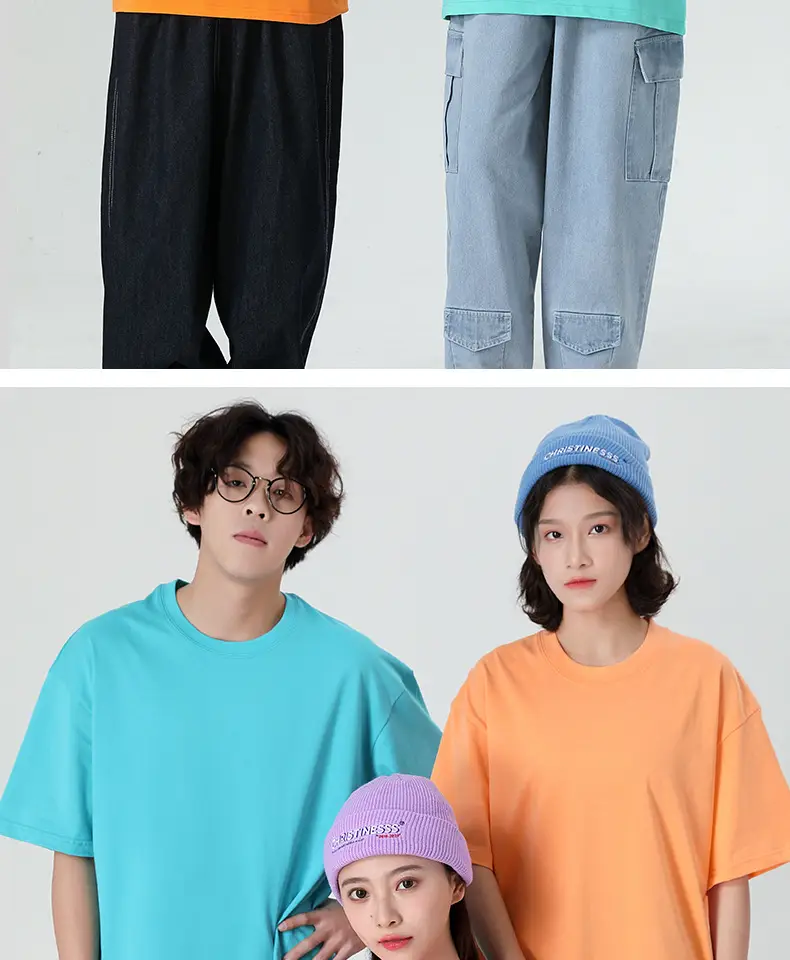 Pure Cotton Round Neck T-Shirt Orange Men Women — feature 24