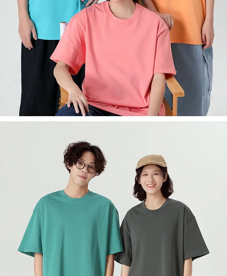 Pure Cotton Round Neck T-Shirt Orange Men Women — feature 25
