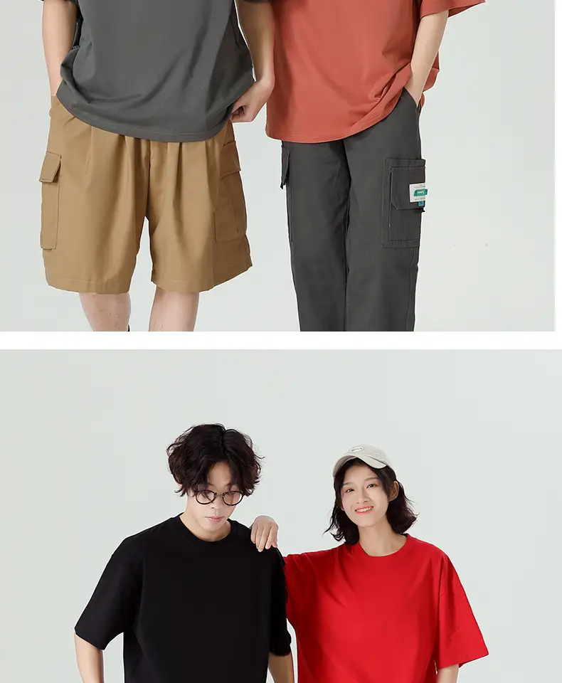 Pure Cotton Round Neck T-Shirt Orange Men Women — feature 27