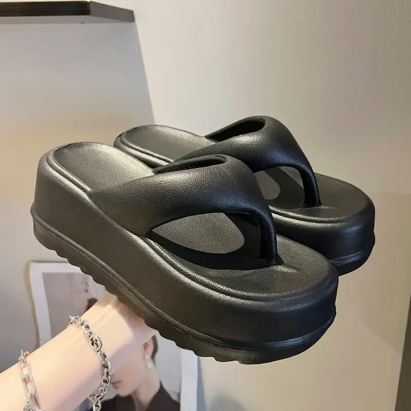 Flip-Flops for Women, Wedge-Heeled Thick-Soled Flip-Flops for Summer Outer Wear, Heightening Eva Flip-Flops, Beach Sandals - Image 9