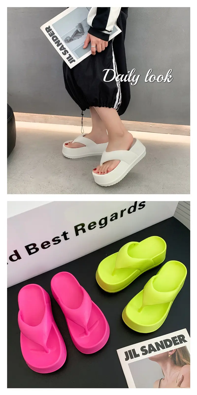 Flip-Flops for Women, Wedge-Heeled Thick-Soled Flip-Flops for Summer Outer Wear, Heightening Eva Flip-Flops, Beach Sandals — feature 1