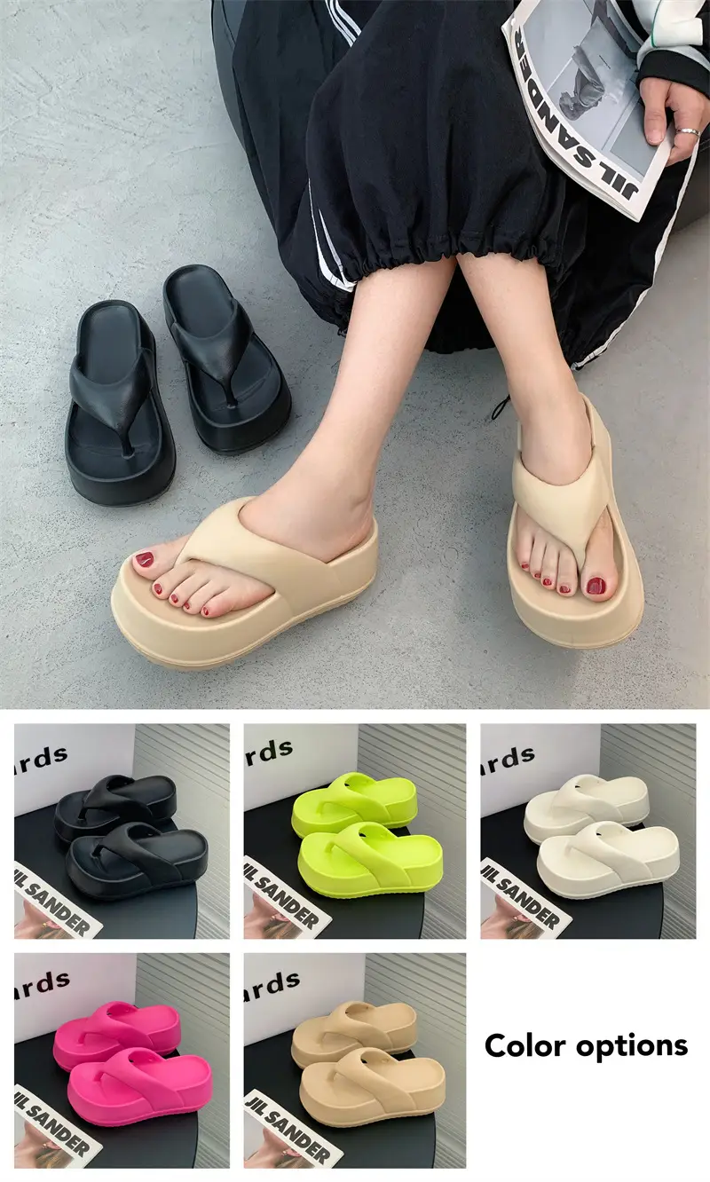 Flip-Flops for Women, Wedge-Heeled Thick-Soled Flip-Flops for Summer Outer Wear, Heightening Eva Flip-Flops, Beach Sandals — feature 6
