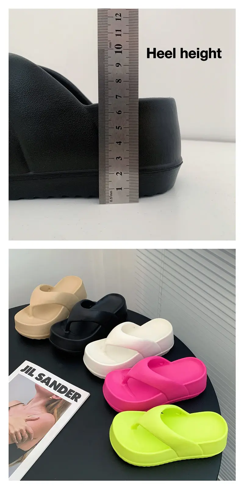 Flip-Flops for Women, Wedge-Heeled Thick-Soled Flip-Flops for Summer Outer Wear, Heightening Eva Flip-Flops, Beach Sandals — feature 8