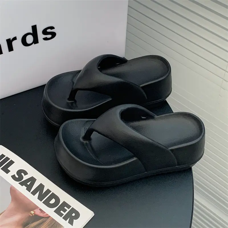 Flip-Flops for Women, Wedge-Heeled Thick-Soled Flip-Flops for Summer Outer Wear, Heightening Eva Flip-Flops, Beach Sandals - Image 2