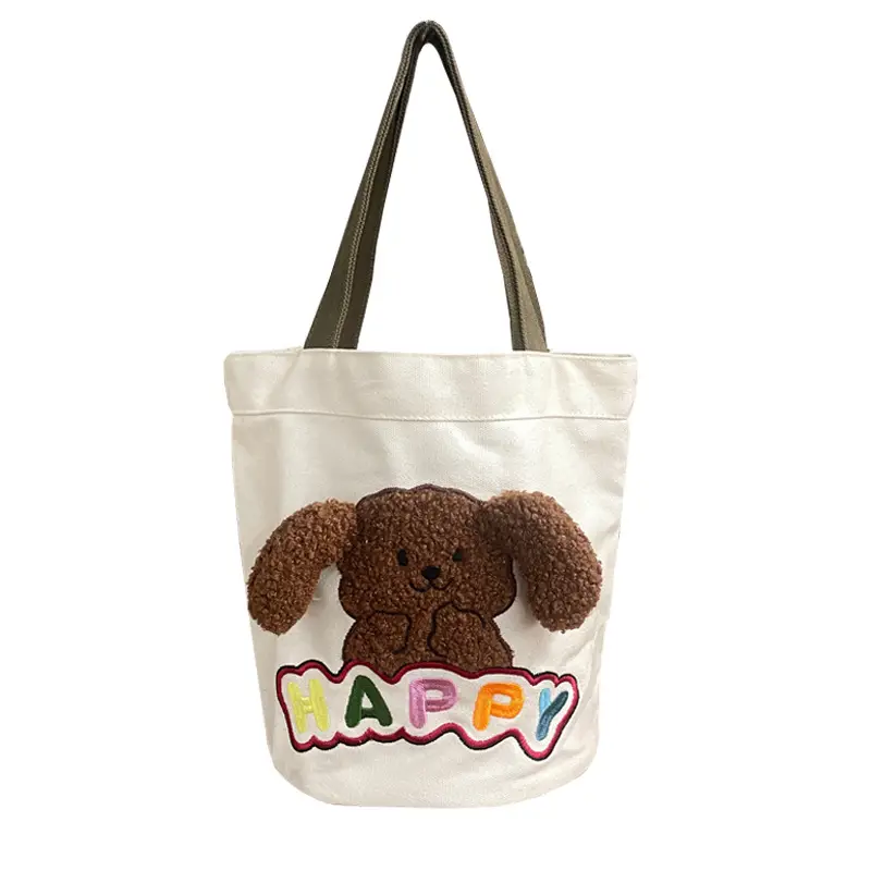 Cute Cartoon Canvas Lunch Bag for Women Yellow Yellow - Image 7