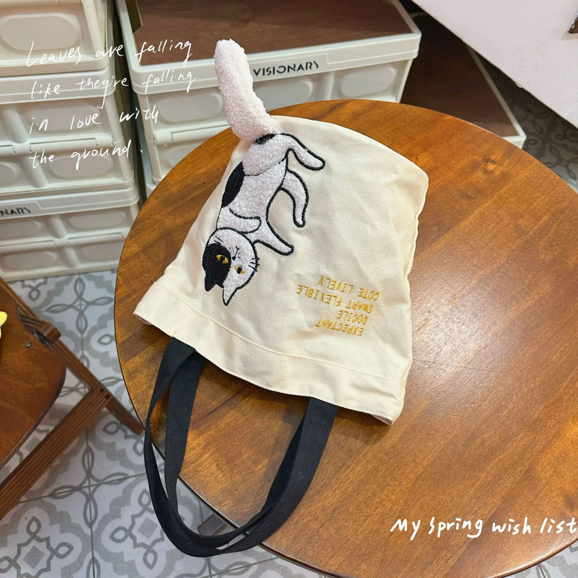 Cute Cartoon Canvas Lunch Bag for Women Yellow Yellow - Image 2