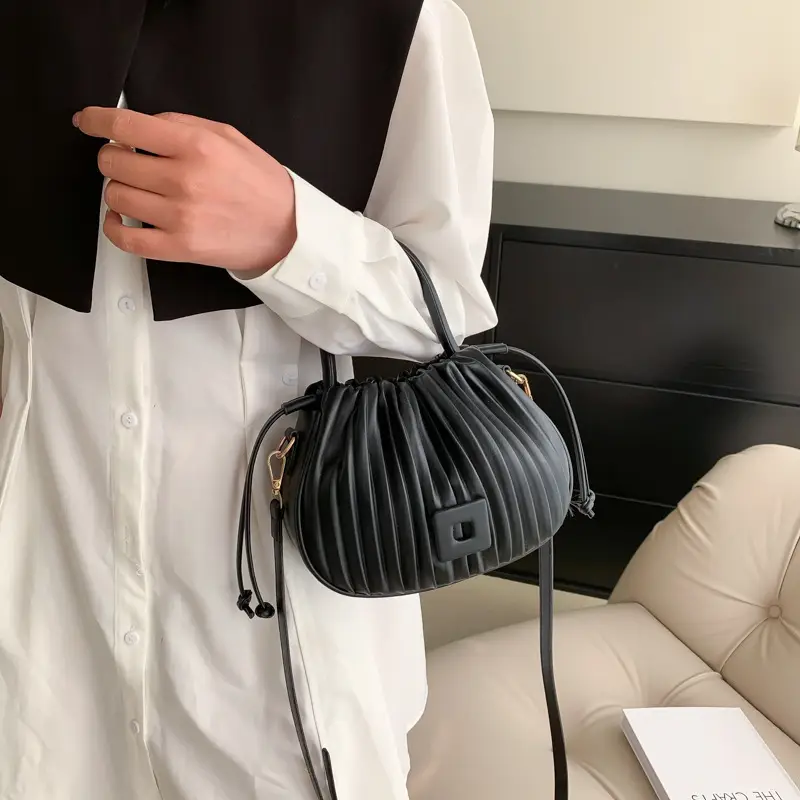 Black Pleated Crossbody Bag for Women 2026 - Image 10