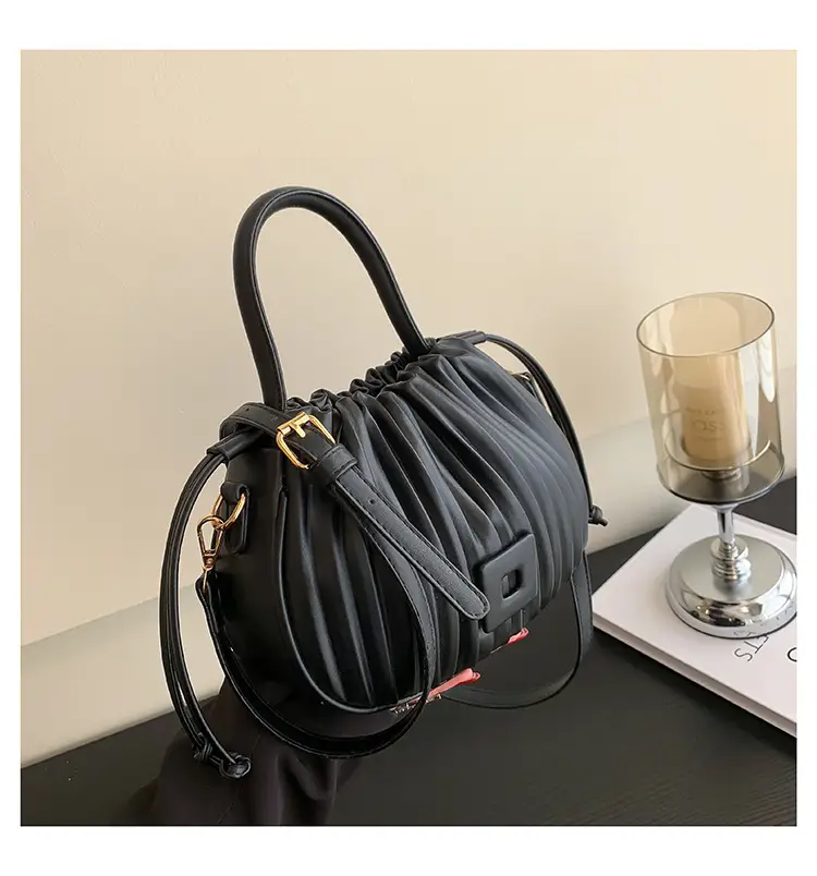 Black Pleated Crossbody Bag for Women 2026 - Image 2