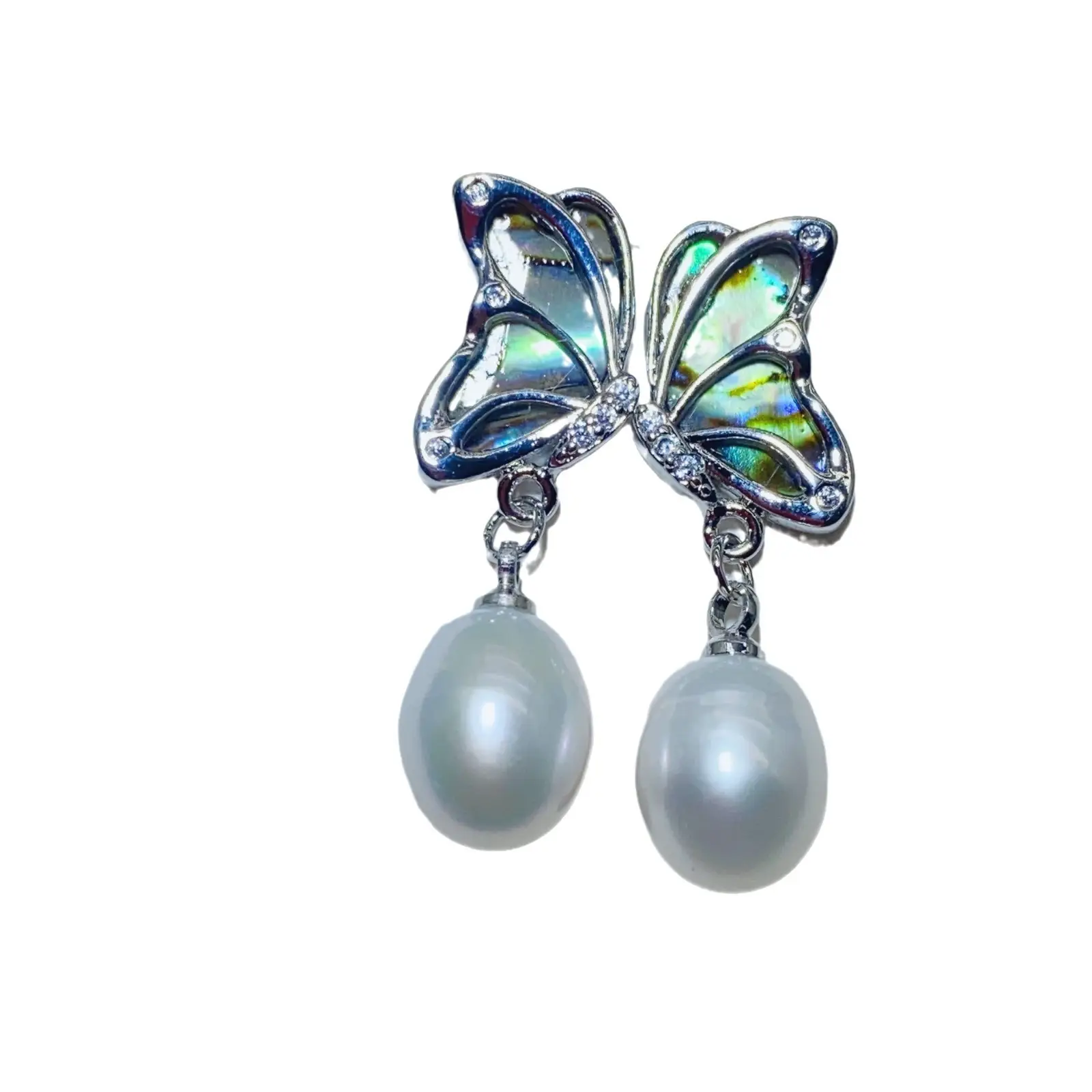 Abalone Shell Butterfly Pearl Earrings for Women