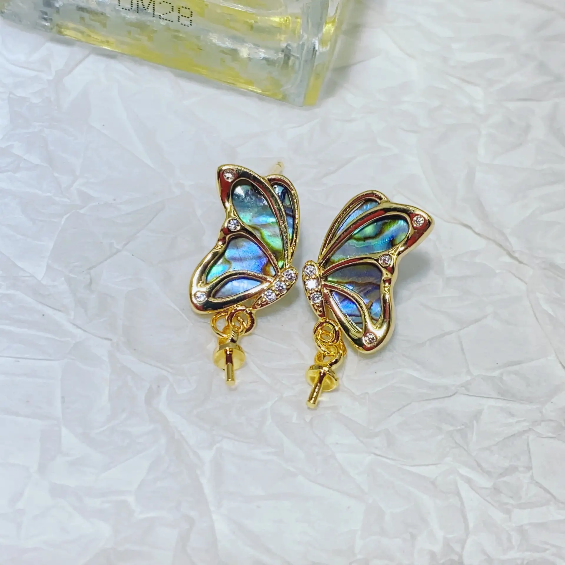 Abalone Shell Butterfly Pearl Earrings for Women