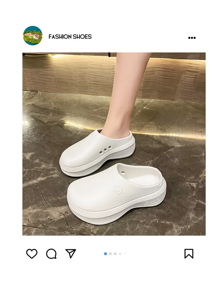 New chef shoes men's and women's thick-soled heightening shoes outer wear half-support lazy slippers summer fashion brand beach sandals — feature 1