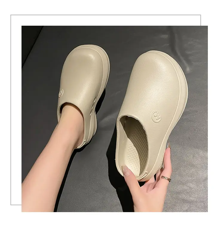 New chef shoes men's and women's thick-soled heightening shoes outer wear half-support lazy slippers summer fashion brand beach sandals — feature 17