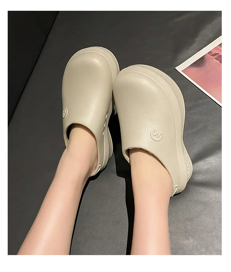 New chef shoes men's and women's thick-soled heightening shoes outer wear half-support lazy slippers summer fashion brand beach sandals — feature 18