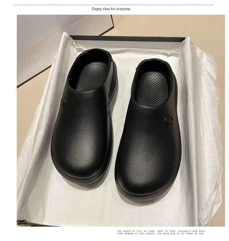 New chef shoes men's and women's thick-soled heightening shoes outer wear half-support lazy slippers summer fashion brand beach sandals — feature 30