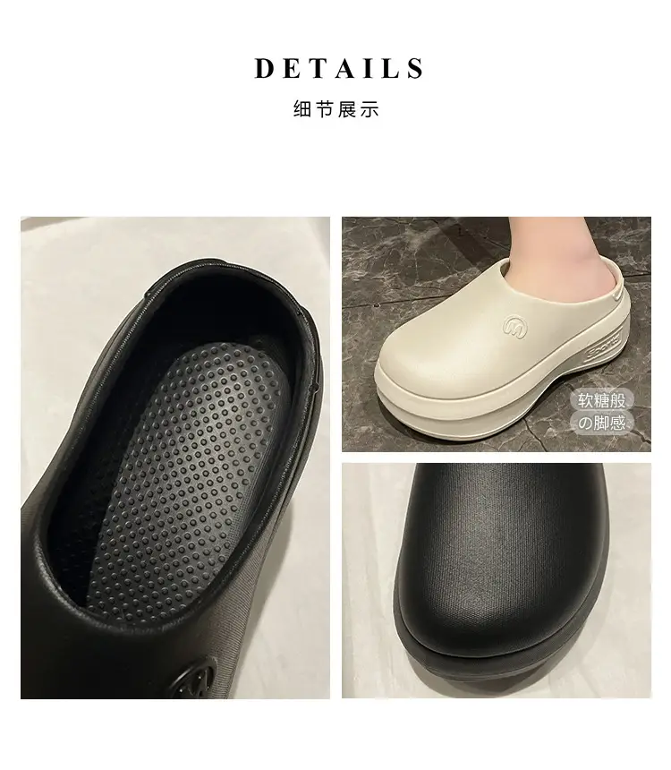 New chef shoes men's and women's thick-soled heightening shoes outer wear half-support lazy slippers summer fashion brand beach sandals — feature 4