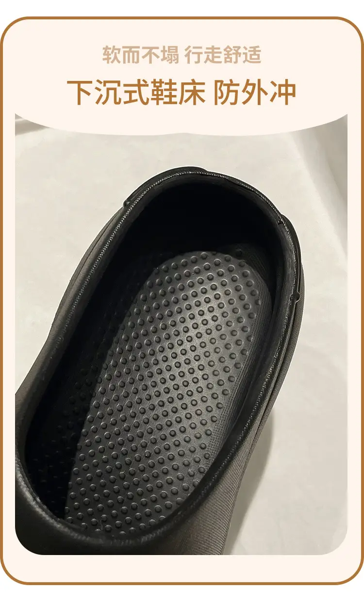 New chef shoes men's and women's thick-soled heightening shoes outer wear half-support lazy slippers summer fashion brand beach sandals — feature 6