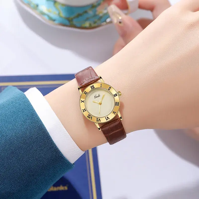 Gedi Vintage Black Leather Women's Quartz Watch - Image 9