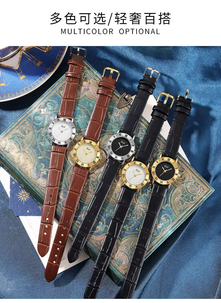 Gedi Vintage Black Leather Women's Quartz Watch — feature 5